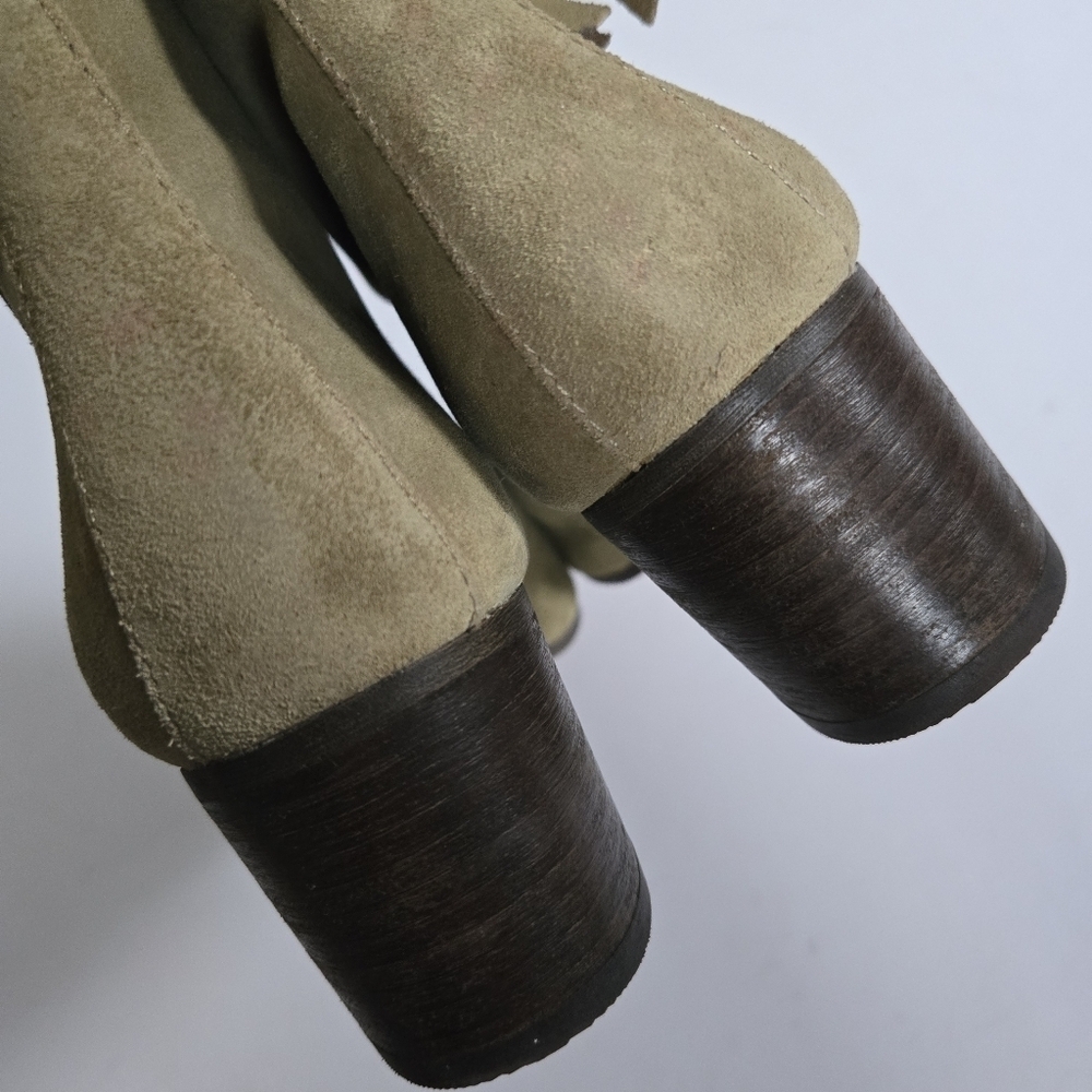 Banana Republic Boots Lydia Green Suede Heeled Side Zip Tasseled sz 7.5 - Picture 4 of 10